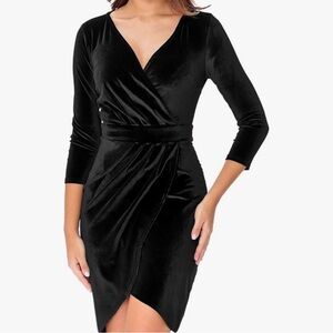Elegant Black Velvet Wrap Dress